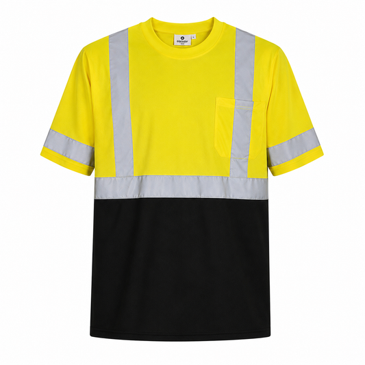 High Visibility Reflective Short Sleeve Safety Shirt - Yellow & Black