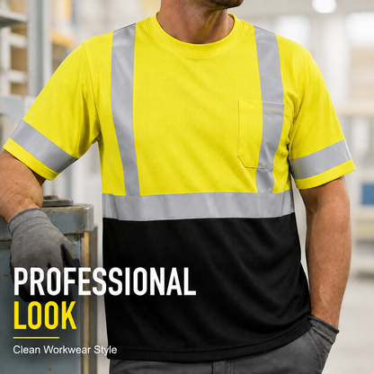 High Visibility Reflective Short Sleeve Safety Shirt - Yellow & Black