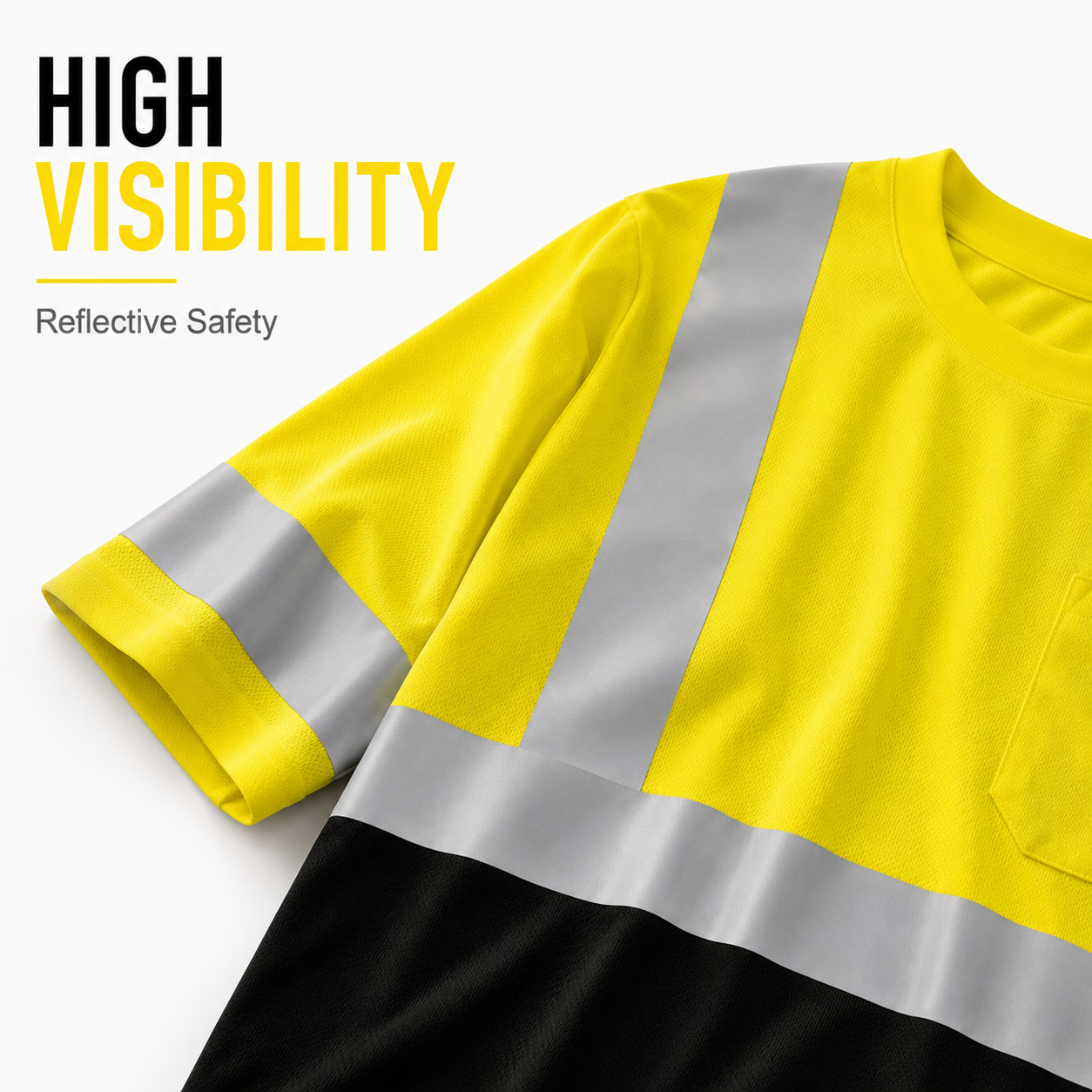 High Visibility Reflective Short Sleeve Safety Shirt - Yellow & Black