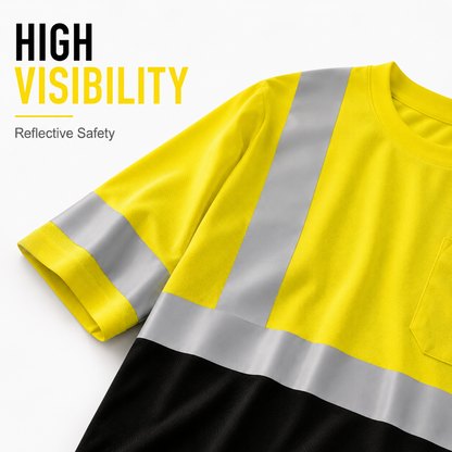High Visibility Reflective Short Sleeve Safety Shirt - Yellow & Black