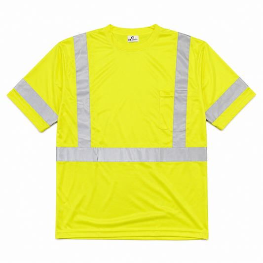 High Visibility Reflective Short Sleeve Safety Shirt - Yellow