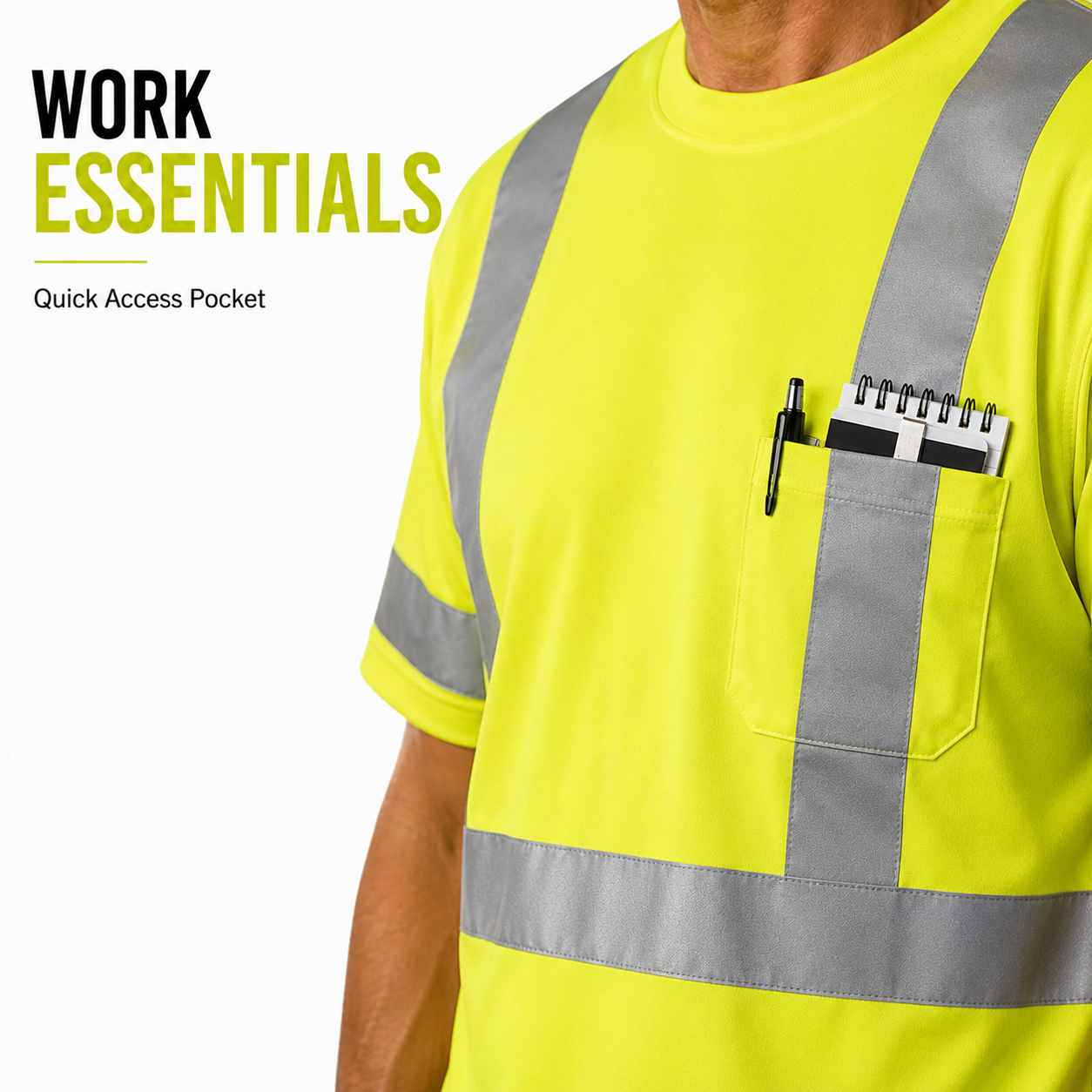 High Visibility Reflective Short Sleeve Safety Shirt - Yellow